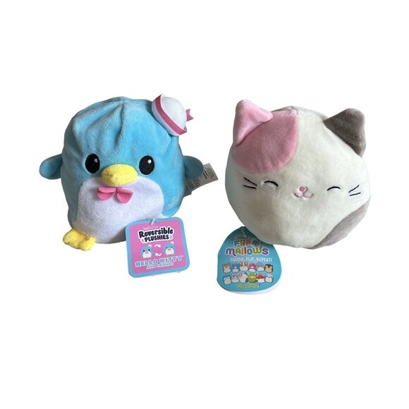 Reversible Hello Kitty Tuxedo Sam & Flipmallows Reginold/Karina 5" Plush - Picture 1 of 2